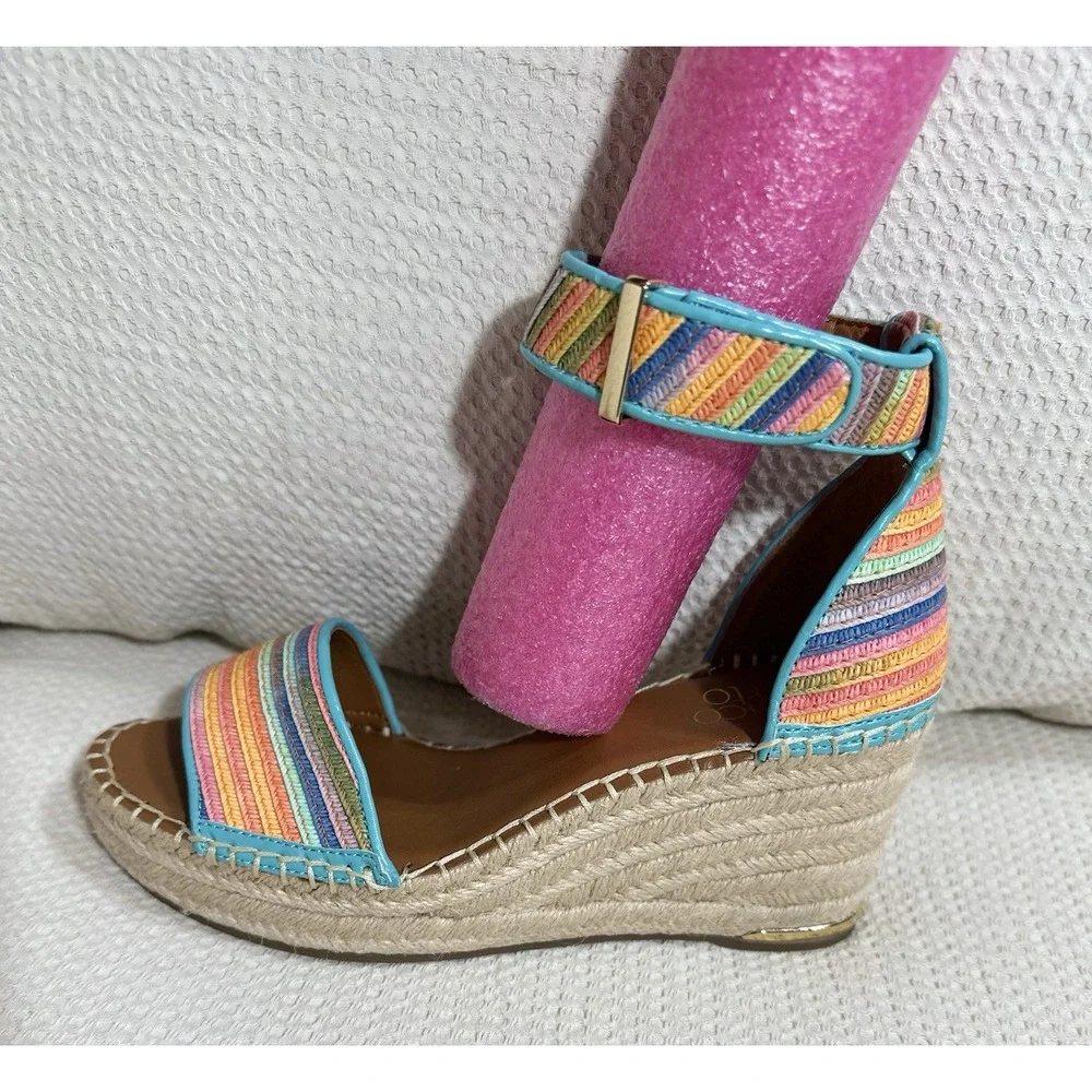 Franco Sarto Espadrille Wedges Clemens Stripe Multi Size: 6.5